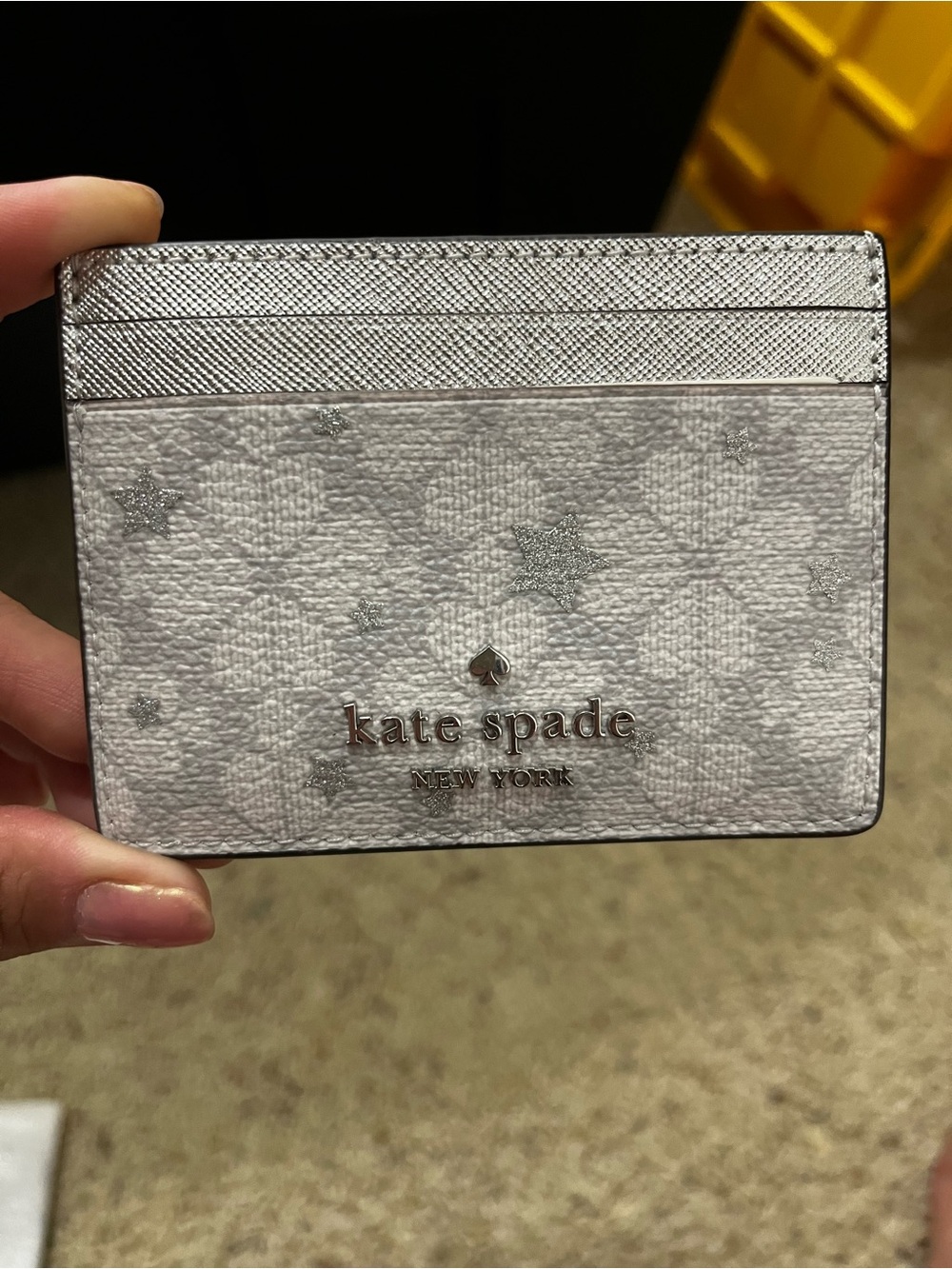 kate spade silver glitter star card case